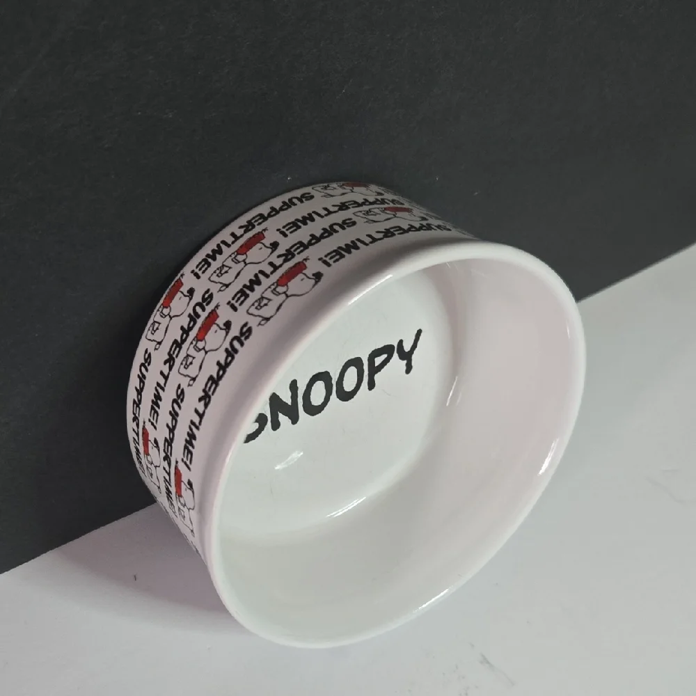 Gibson Peanuts Snoopy White Suppertime Ceramic Pet Food Dish